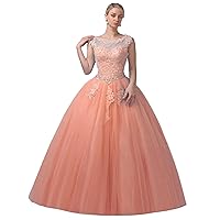 Boat Neck Lace Quinceanera Dresses Prom Princess Ball Gown 2023