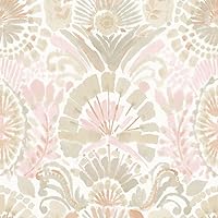 Tempaper Pink Bohemia Damask Removable Peel and Stick Wallpaper, 20.5 in X 16.5 ft, Made in The USA, Wandering Rose