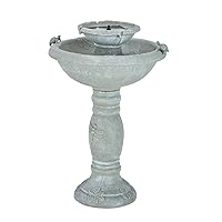 Smart Solar 34222RM1 Gray Weathered Stone Country Gardens 2-Tier Solar-On-Demand Fountain, Designed for Low Maintenance and Requires No Wiring or Operating Costs,Medium