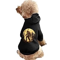 Bigfoot Sasquatch Golden Moon Pet Clothes Dog Hoodies Pullover Sweatshirt with Hat Funny Print for Small Dogs and Cats