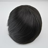 Toupee for Men Human Hair Natural Black Mens Hair piece in Stock mono wig durable PU around base 9 * 7