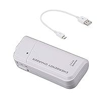 Portable AA Battery Travel Charger Works for Motorola Moto G 5G Plus and Emergency Re-Charger with LED Light! (Takes 2 AA Batteries,USB-C) [White]