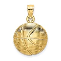 14k Gold Basketball Textured 2 d Charm Pendant Necklace Measures 13.8x13.8mm Wide 2.4mm Thick Jewelry Gifts for Women