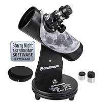 Celestron – 76mm Signature Series FirstScope – Compact and Portable Tabletop Dobsonian Telescope – Ideal Telescope for Beginners – Features Custom Moon Map Wrap – Bonus Astronomy Software Package