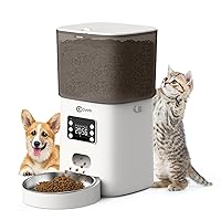 Automatic Cat Feeder, 6L, White, Plastic and Stainless Steel, Dispenses Up to 20 Portions, 6 Meals Per Day, with Distribution Alarms for Small to Medium Cats and Dogs