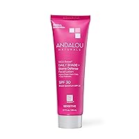 Andalou Naturals Daily Shade Face Sunscreen, 1000 Roses, SPF 30 Mineral Sunscreen with Zinc Oxide, Skin Barrier Defense + Broad Spectrum Protection, Gentle & Soothing, for Sensitive Skin - 2.7 Fl Oz