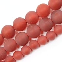 Natural Stone Beads Matte Red Agate Round Loose Beads for Jewelry Making DIY Bracelet Necklace (12mm)