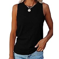 Women's Sleeveless Tank Tops Casual Comfort Round Neck Solid Color Vest Solid Color Loose Workout Shirts