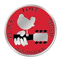 C&D Visionary Licenses Products Woodstock Peace Love Music 5cm Silver Metal Sticker