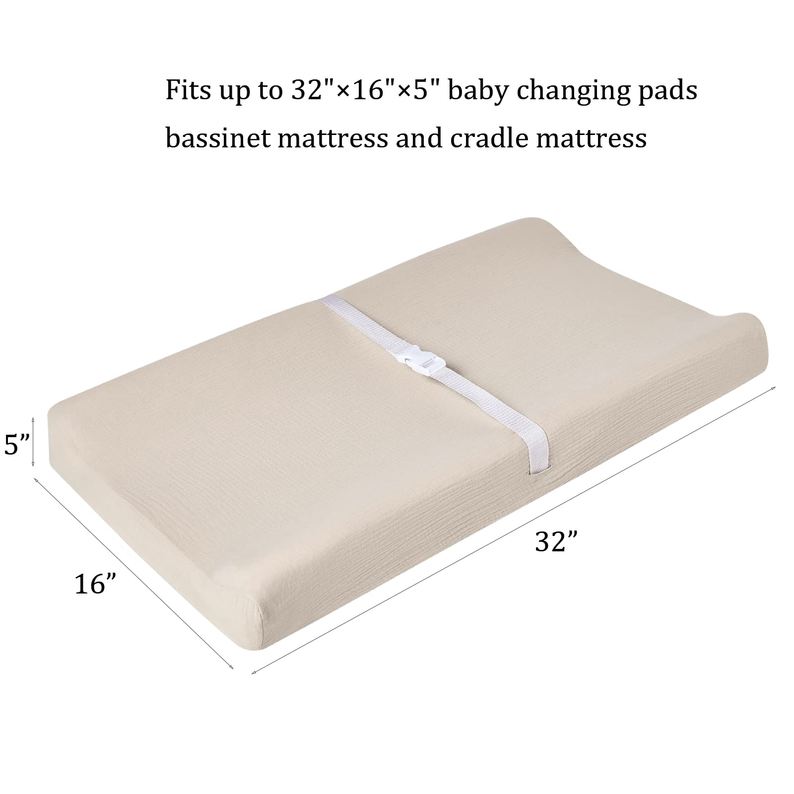 Muslin Changing Pad Cover + Knit Cotton Nursing Pillow for Baby Boys Girls, Ultra Soft Breathable Diaper Changing Table Pad Cover, Neutral Fitted Changing Pad Sheets