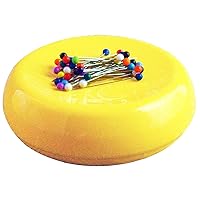 Magnetic Sewing Pincushion with 50 Plastic Head Pins (Yellow)
