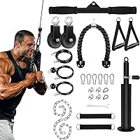 Cable Weight Pulley System for Gym, Upgraded Cable Pulley Attachments for Gym Biceps Curl, Arm Workouts, Triceps with 2 Pulley, LAT Pull Down Bar, Weight Pulley System Home Gym Add On Equipment