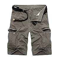 Men's Lightweight Casual Cargo Shorts Twill Zipper Pockets Outdoor Short Pants Cotton Military Army Short No Belt (ArmyGreen 2,38)