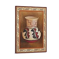 Vintage Southwest Pottery African Clay Pot Porcelain Poster Abstract Art Poster (2) Canvas Painting Wall Art Poster for Bedroom Living Room Decor 12x18inch(30x45cm) Frame-style