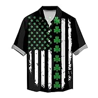 Men's St Patricks Day Shirt: Funny Green Clover Saint Pattys Day Shirts Short Sleeve Button Down Shirt