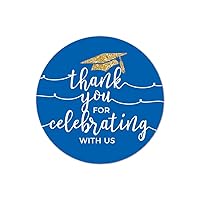 Andaz Press Royal Blue and Gold Glittering, Graduation Circle Labels, Thank You for Celebrating with US, 40-Pack Graduation Stickers Custom Graduation Thank You Stickers Class of 2024