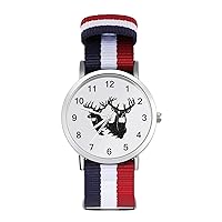 Black Deer Nylon Watch Adjustable Wrist Watch Band Easy to Read Time with Printed Pattern Unisex