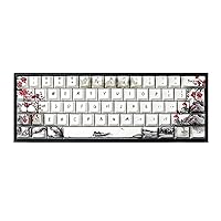 JSJT Custom Keycaps-Keycaps 60 Percent,Plum Blossom Keycaps PBT Dye-Sublimation Cherry Profile Keycaps 80 Keys for 61/64/67/68 ANSI/ISO Layout Cherry MX Swtich Gaming Mechanical Keyboards