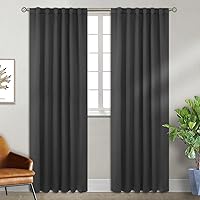 BGment Rod Pocket and Back Tab Blackout Curtains for Bedroom - Thermal Insulated Room Darkening Curtains for Living Room, 2 Window Curtain Panels (52 x 84 Inch, Dark Grey)