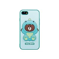 LINE Friends KCL-CDB001 iPhone SE2 Case (2nd Generation) / 8/7 Case Cover, Silicon Case, Dino Brown (Line Friends Silicone Case), iPhone Cover, 4.7 Inches, Officially Licensed Product