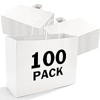 XPCARE Kraft Paper Gift Bags with Handles 100 Pcs 16x6x12 Inches Paper Shopping Bags White Paper Bags for Small Business Merchandise Wedding Party Favors