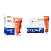 Severe Acne 10% Benzoyl Peroxide Foaming Cleansing Wash, 5 Ounce & Terminator 10 Acne Spot Treatment with Benzoyl Peroxide 10% Maximum Strength Acne Cream Treatment, 1 Ounce Bundle