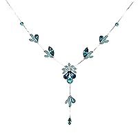 Faship Gorgeous Rhinestone Floral Crystal Necklace Earrings Set