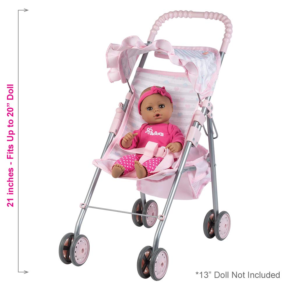 Adora Baby Doll Stroller Soft Pink Medium Shade Umbrella Stroller, Can Fit Up to 20 inch Dolls and Stuffed Animals