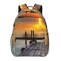 Wild Goose by the Bridge Printed Lightweight Backpack Travel Laptop Bag Gym Backpack Casual Daypack