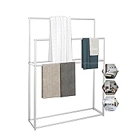 Freestanding Towel Holder Metal Towel Rack Stand Alone Bath Towel Stand for Bathroom Floor Pool Kitchen Washroom/White/75X20X110Cm