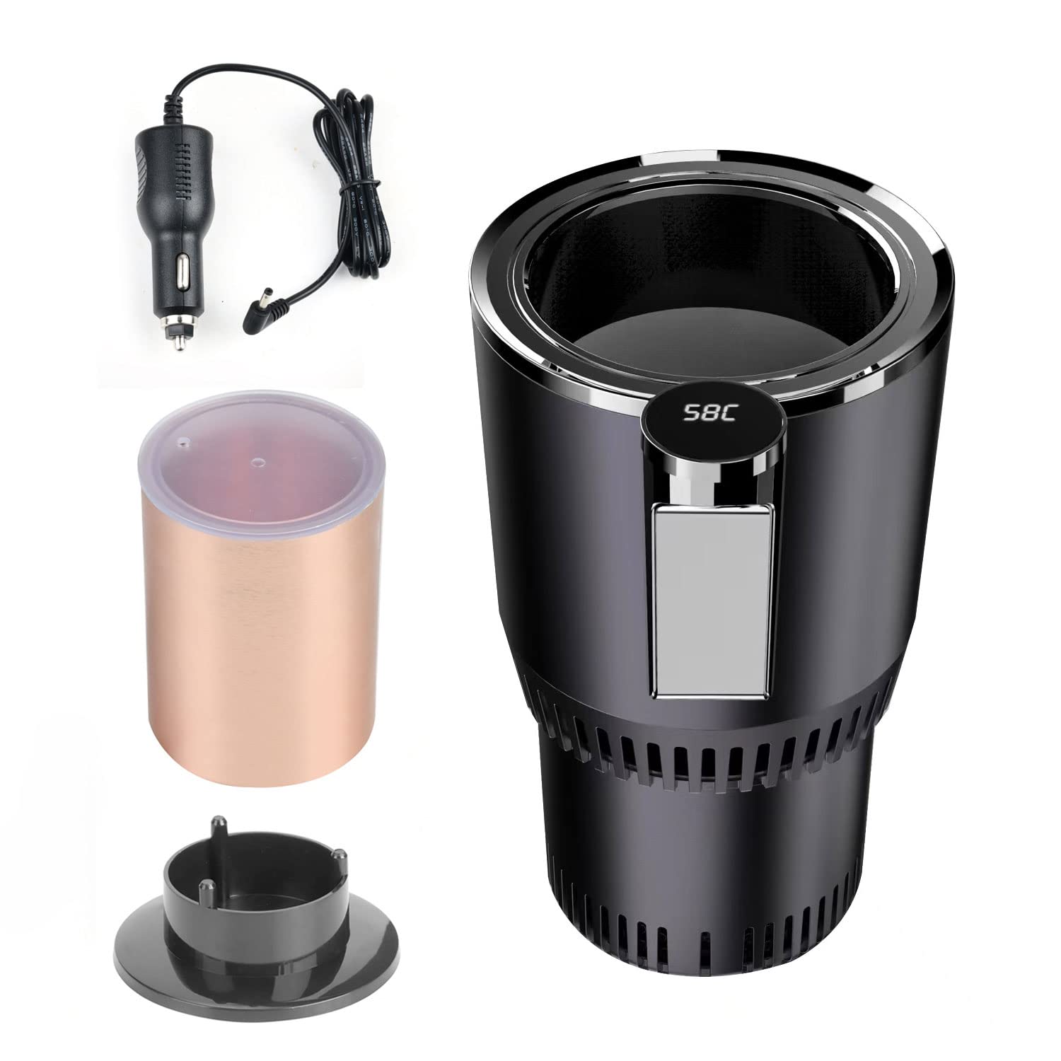 Heated Travel Mug, 12V 15oz In-Car Heated Mug Stainless Steel Cup Vacuum  Insulated Smart Temperature Control Travel Mugs for Heating Water, Coffee