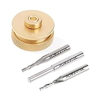 POWERTEC 72028 Router Bits Solid Brass Inlay Kit | for 1/4 Templates for High RPM Routing, Includes 2-pc 1/8 Spiral Router Bit/Cutter, 1/4 Shank, Universal Bushing, Retainer Nut, Collar, Alignment Pin