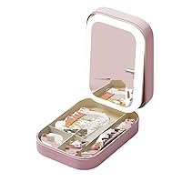 Integrated Makeup Storage Box With Light-Filling Mirror, Portable Cosmetics Case, Led Light Makeup Storage Box (Color : Pink, Size : 1size)