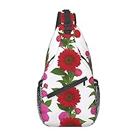 Rose Print Pattern Cross Chest Bag Diagonally Multi Purpose Cross Body Bag Travel Hiking Backpack Men And Women One Size