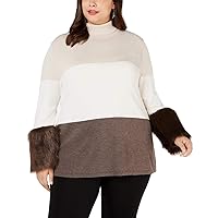 Alfani Womens Faux-Fur Cuff Pullover Sweater