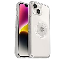 OtterBox iPhone 14 & iPhone 13 Otter + Pop Symmetry Series Clear Case - CLEAR , integrated PopSockets PopGrip, slim, pocket-friendly, raised edges protect camera & screen
