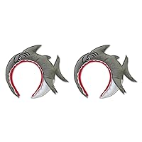 Beistle 60958 2 Piece Shark Headbands, Gray/White/Red/Black