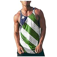 4th of July Men's 3D Funny Tank Tops American USA Flag Printed Casual Sleeveless Gym Workout Muscle Tops Shirt