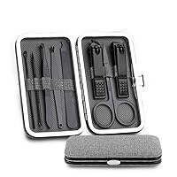 8pcs Stainless Steel Nail Clippers Set Portable Scissors Suit with Box Trimmer Grooming Manicure Cutter Kits for Nail Tools (Color : Grey)