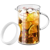 77L Glass Measuring Cup, 2-Cup/500 ML Liquid Measuring Cups, Measuring Cup With Handle and V-Shaped Spout, Glass Beaker with Three Scales (OZ, Cup, ML), Dishwasher/Freezer/Microwave Safe