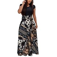 XJYIOEWT Spring Dresses for Women 2024 Wedding Guest A Line, Sleeve Color Wear Style Long Skirt Floral Dress Matching W