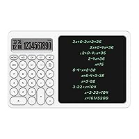 10 Digit Calculator with Writing Tablet Time Function LCD Display Desk Calculator with Erasable Handwriting Notepad Basic Calculator for Office School Home Business