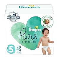 Pampers Pure Protection Diapers - Size 5, 48 Count, Hypoallergenic Premium Disposable Baby Diapers