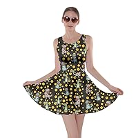 CowCow Womens Dress with Pockets Robots Pixeled Cartoon Cosplay Halloween Ghost Pattern Party Skater Dress, XS-5XL