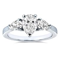 Kobelli Diamond Pear Three-Stone Engagement Ring 1 3/5 CTW in Platinum (Certified)
