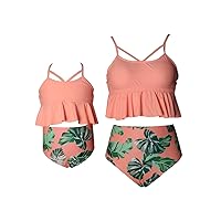 EFOFEI Swimwear Spaghetti Straps Floral Mom and Baby Swimsuit Two Piece Bikini Swimwear