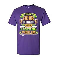 Beer Drinker with A Fishing Problem Fish Animal Funny DT Adult T-Shirt Tee