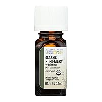 Aura Cacia 100% Pure Verbenone Rosemary Essential Oil | Certified Organic, GC/MS Tested for Purity | 7.4 ml (0.25 fl. oz.) | Rosmarinus officinalis