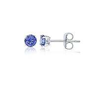 Sterling Silver Polished Hypoallergenic 4mm Simulated Diamond Birthstone Solitaire Stud Earrings