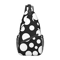 Black And White Polka Dot Print Cross Chest Bag Diagonally,Sling Backpack Fashion Travel Hiking Daypack Crossbody Shoulder Bag For Men Women